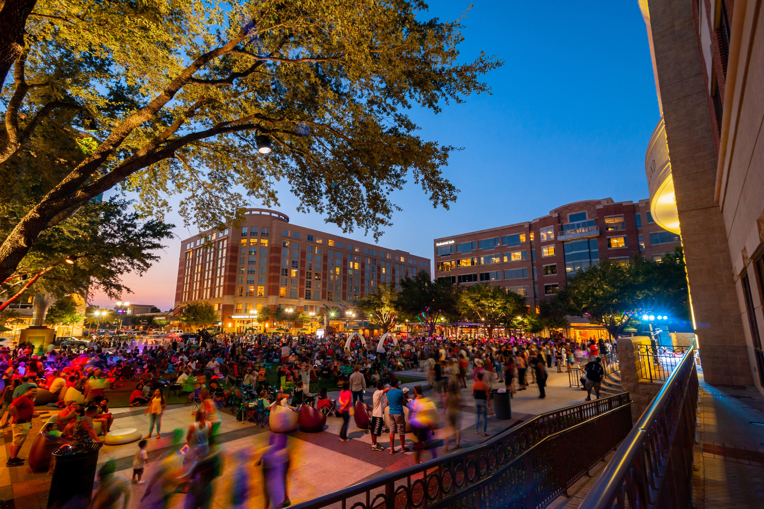 Sugar Land Town Square event at night